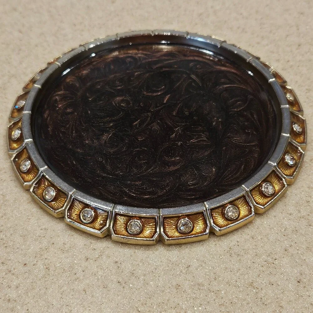RARE ART DECO JAY STRONGWATER BENTLEY JUNGLE CRYSTAL ENAMEL BAR DRINK COASTER